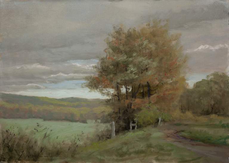 "Autumn Morning - Mill Road" 12 x 16 oil on linen