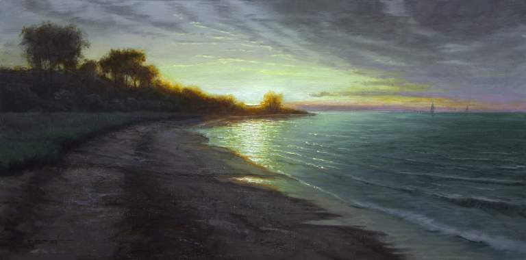 “Close of Day, Song of Solomon 2:4” 12x24 Oil