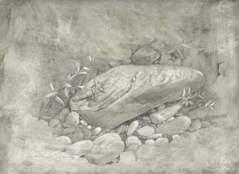 "Kaaterskille Rock", 9x12 silverpoint on toned paper