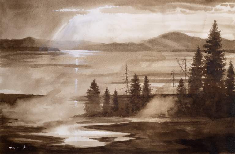 "Yellowstone Lake, Psalm 103:8" 12x18 Ink